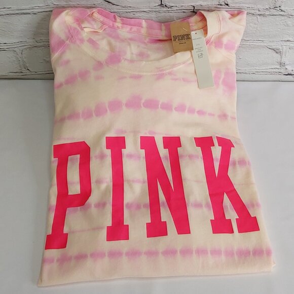 VICTORIA’S SECRET 'PINK' LOGO CREW MID~SLEEVE TIE-DYE ULTRA SOFT TEE - Picture 16 of 16